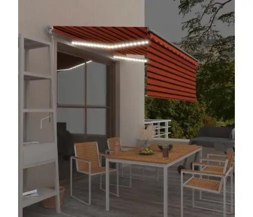 Izvelkama Markīze Ar Žalūziju Un Led, 3,5X2,5 M, Oranži Brūna Vidaxl