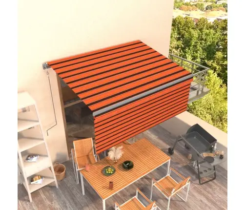 Izvelkama Markīze Ar Žalūziju, 3,5X2,5 M, Oranži Brūna Vidaxl
