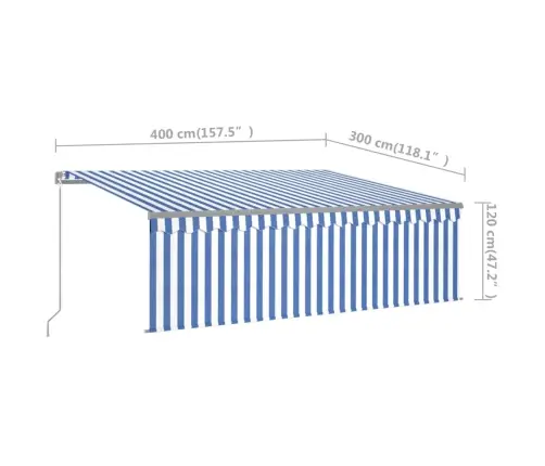 Rankiniu Būdu Ištraukiama Markizė, Mėlyna Ir Balta, 4X3M
