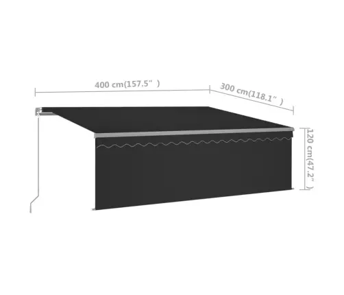 Izvelkama Markīze Ar Žalūziju, 4X3 M, Manuāla, Antracītpelēka Vidaxl