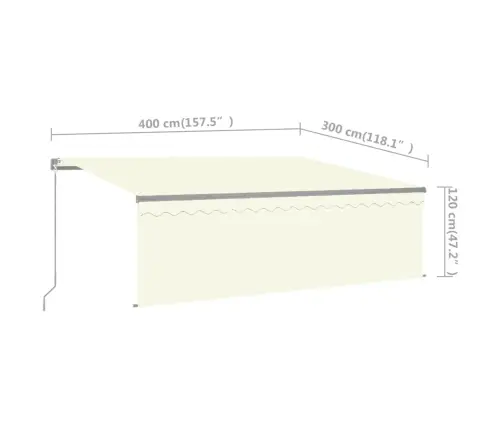 Käsitsi Sissetõmmatav Varikatus Ruloo&Lediga, Kreemjas