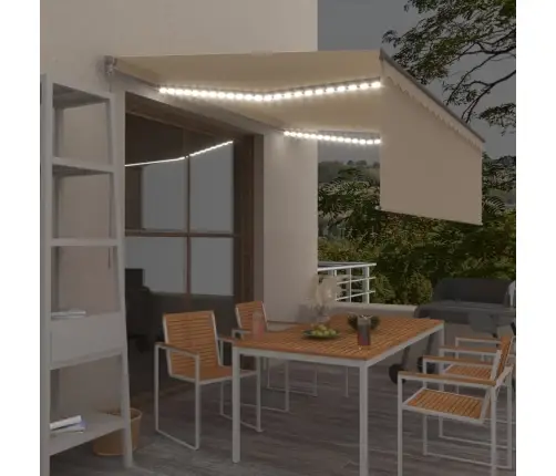 Käsitsi Sissetõmmatav Varikatus Ruloo&Lediga, Kreemjas