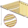 Izvelkama Markīze Ar Žalūziju, Led, 4X3M, Manuāla, Dzeltenbalta Vidaxl