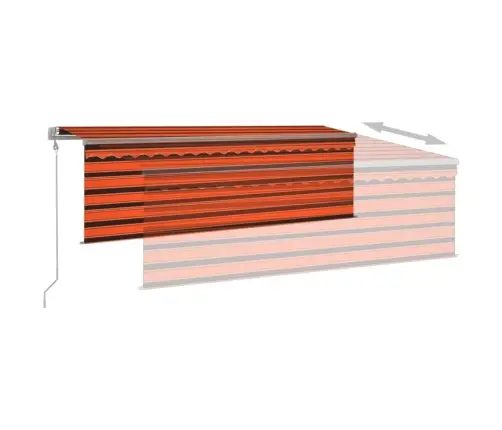 Izvelkama Markīze Ar Žalūziju, 4X3 M, Automātiska, Oranži Brūna   Vidaxl