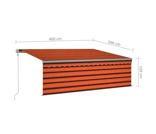 Izvelkama Markīze Ar Žalūziju, 4X3 M, Automātiska, Oranži Brūna   Vidaxl