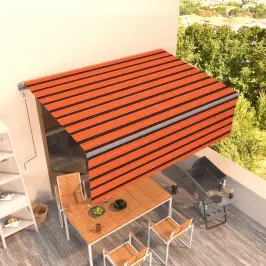 Izvelkama Markīze Ar Žalūziju, 4X3 M, Automātiska, Oranži Brūna Vidaxl