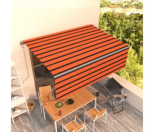Izvelkama Markīze Ar Žalūziju, 4X3 M, Automātiska, Oranži Brūna   Vidaxl