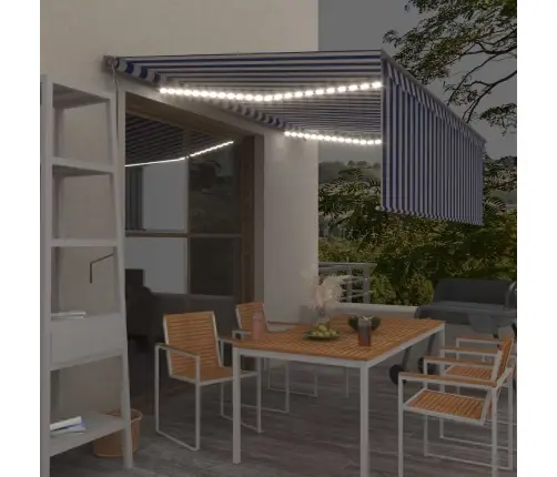 Markīze Ar Žalūziju, Led, Vēja Sensoru, 4X3 M, Zila Ar Baltu   Vidaxl