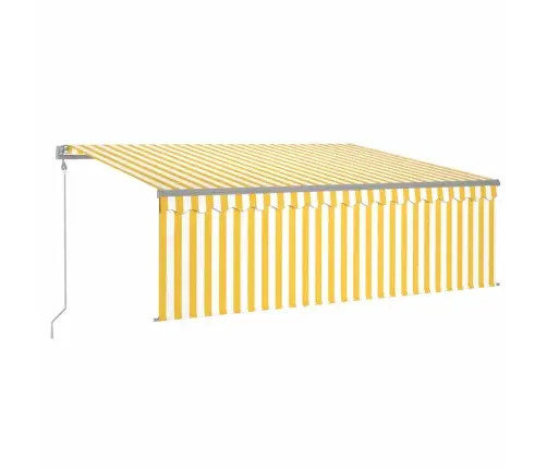 Markīze Ar Žalūziju, Led, Vēja Sensoru, 4X3 M, Dzelteni Balta   Vidaxl