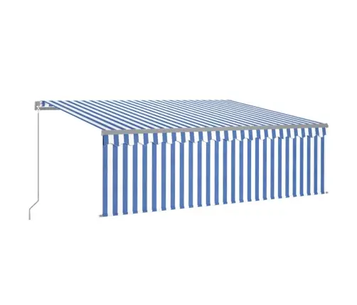 Izvelkama Markīze Ar Žalūziju, 4,5X3 M, Manuāla, Zili Balta Vidaxl