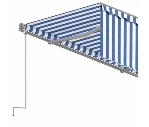 Izvelkama Markīze Ar Žalūziju, 4,5X3 M, Manuāla, Zili Balta Vidaxl