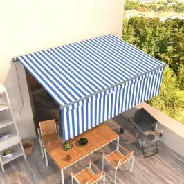 Izvelkama Markīze Ar Žalūziju, 4,5X3 M, Manuāla, Zili Balta Vidaxl Izvelkama Markīze Ar Žalūziju, 4,5X3 M, Manuāla, Zili Balta Vidaxl
