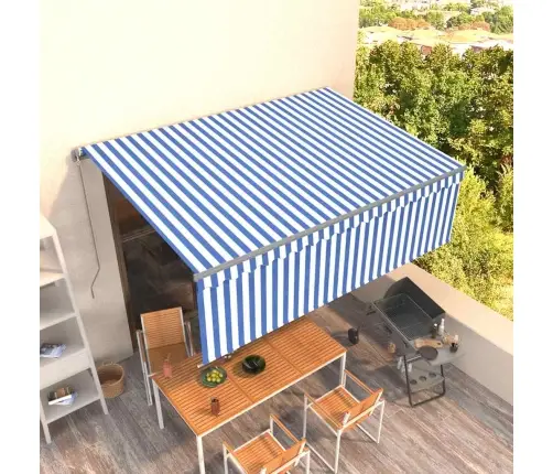 Izvelkama Markīze Ar Žalūziju, 4,5X3 M, Manuāla, Zili Balta Vidaxl