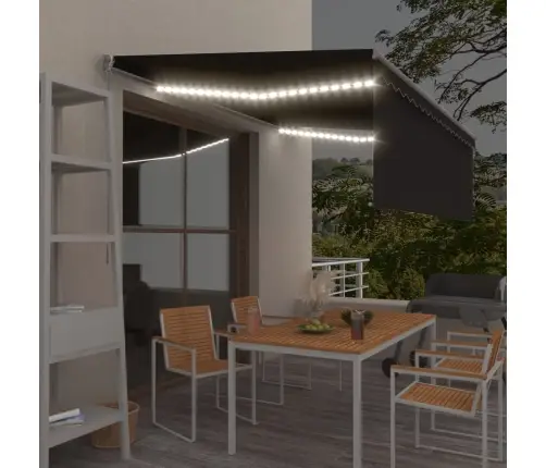 Izvelkama Markīze Ar Žalūziju, Led, 4,5X3 M, Manuāla, Pelēka Vidaxl