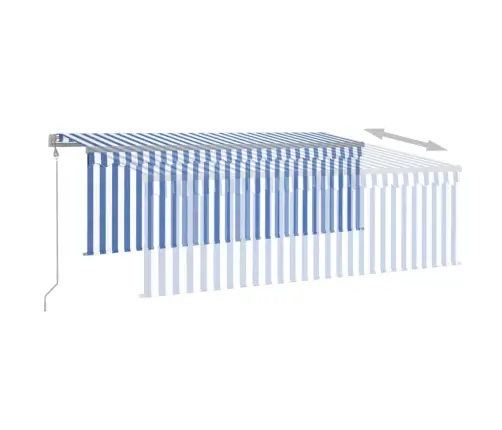 Markīze Ar Žalūziju, Led, Vēja Sensoru, 4,5X3 M, Zila Ar Baltu Vidaxl