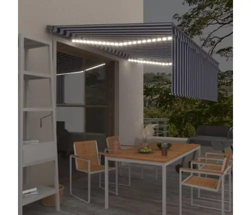 Markīze Ar Žalūziju, Led, Vēja Sensoru, 4,5X3 M, Zila Ar Baltu Vidaxl