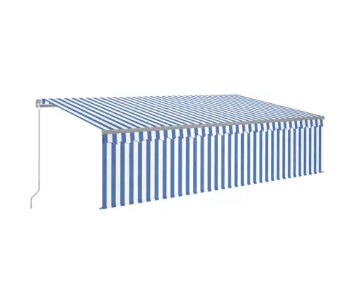 Izvelkama Markīze Ar Žalūziju, 5X3 M, Manuāla, Zili Balta Vidaxl