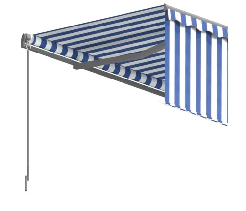 Izvelkama Markīze Ar Žalūziju, 5X3 M, Manuāla, Zili Balta Vidaxl