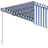 Izvelkama Markīze Ar Žalūziju, 5X3 M, Manuāla, Zili Balta Vidaxl