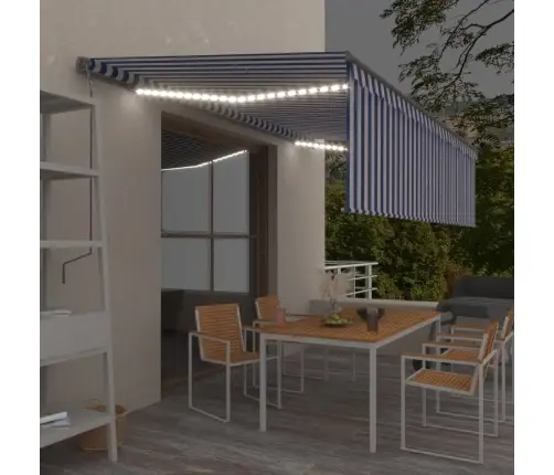 Automaatne Varikatus Led, Tuuleandur, 5X3 M, Sinine Ja Valge