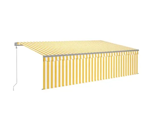 Markizė Su Uždanga/Led/Vėjo Jutikliu, Geltona/Balta, 5X3M