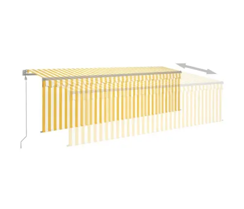 Markizė Su Uždanga/Led/Vėjo Jutikliu, Geltona/Balta, 5X3M