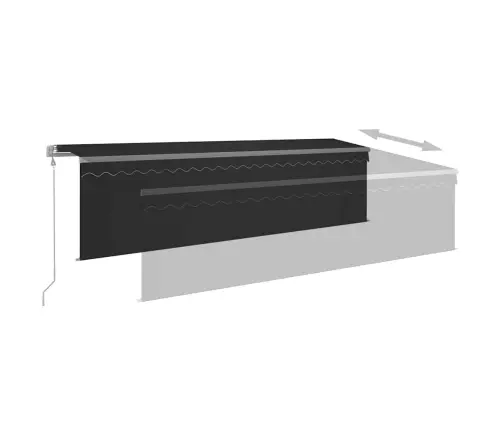 Markīze Ar Žalūziju, Led, Vēja Sensoru, 5X3 M, Antracītpelēka Vidaxl