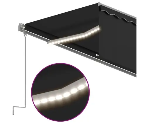 Markīze Ar Žalūziju, Led, Vēja Sensoru, 5X3 M, Antracītpelēka Vidaxl