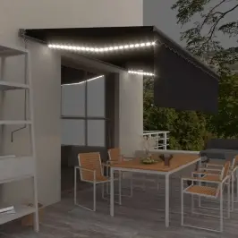 Markīze Ar Žalūziju, Led, Vēja Sensoru, 5X3 M, Antracītpelēka Vidaxl