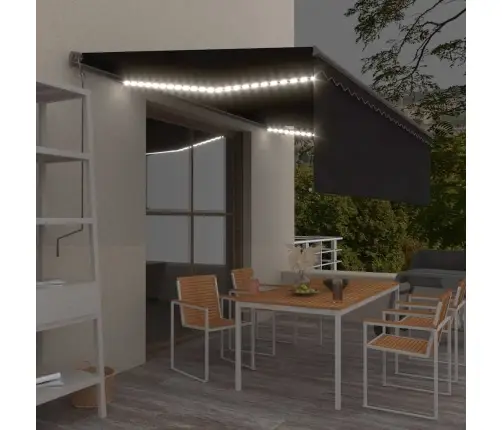 Markīze Ar Žalūziju, Led, Vēja Sensoru, 5X3 M, Antracītpelēka Vidaxl