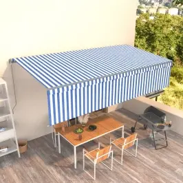 Izvelkama Markīze Ar Žalūziju, 6X3 M, Manuāla, Zili Balta Vidaxl