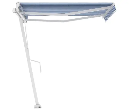 Markīze Ar Kātu, 350X250 Cm, Automātiska, Zila/Balta Vidaxl