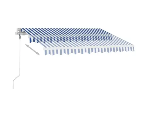 Markīze Ar Kātu, 350X250 Cm, Automātiska, Zila/Balta Vidaxl