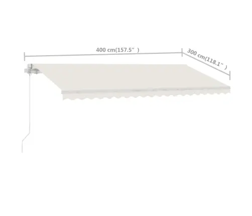 Izvelkama Markīze Ar Kātu, 400X300 Cm, Manuāla, Krēmkrāsas Vidaxl