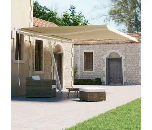 Izvelkama Markīze Ar Kātu, 400X300 Cm, Manuāla, Krēmkrāsas Vidaxl