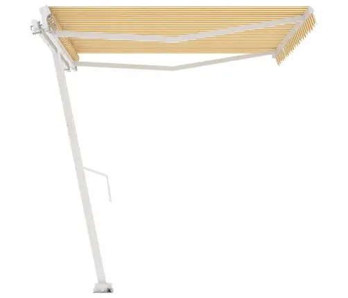 Izvelkama Markīze Ar Kātu, 400X300 Cm, Manuāla, Dzeltena/Balta Vidaxl