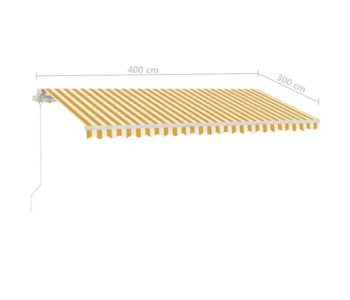 Izvelkama Markīze Ar Kātu, 400X300 Cm, Manuāla, Dzeltena/Balta Vidaxl