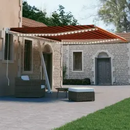 Izvelkama Markīze Ar Led, 400X300 Cm, Oranža Un Brūna Vidaxl