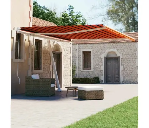 Izvelkama Markīze Ar Kātu, 450X300 Cm, Manuāla, Oranža/Brūna Vidaxl