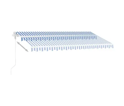 Markīze Ar Kātu, 450X300 Cm, Automātiska, Zila/Balta Vidaxl