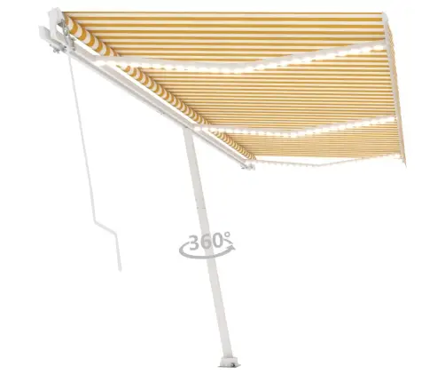 Rankiniu Būdu Ištraukiama Markizė, Geltona Ir Balta, 600X300Cm