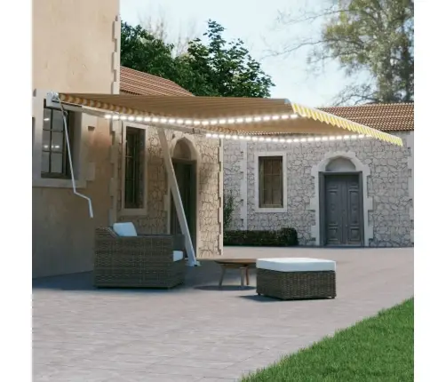 Rankiniu Būdu Ištraukiama Markizė, Geltona Ir Balta, 600X300Cm