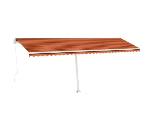 Izvelkama Markīze Ar Led, Manuāla, 600X300 Cm, Oranža Un Brūna Vidaxl