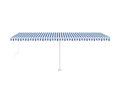 Markīze Ar Kātu, 600X300 Cm, Automātiska, Zila/Balta Vidaxl