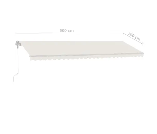 Markīze Ar Kātu, 600X300 Cm, Automātiska, Krēmkrāsas Vidaxl