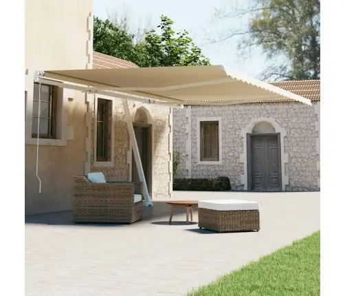 Markīze Ar Kātu, 600X300 Cm, Automātiska, Krēmkrāsas Vidaxl