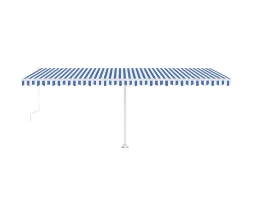 Izvelkama Markīze, Led, Vēja Sensors, 600X300 Cm, Zila Un Balta Vidaxl