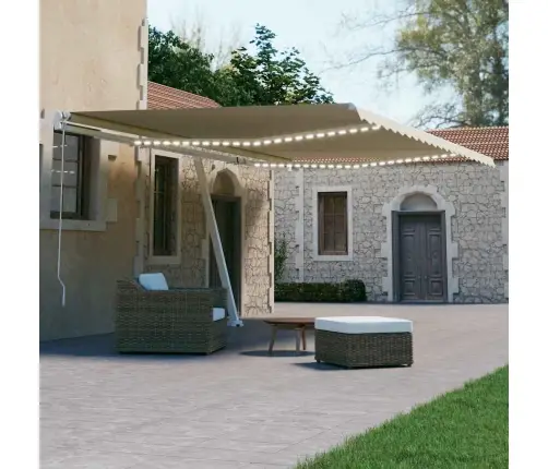 Izvelkama Markīze Ar Led Un Vēja Sensoru, Krēmkrāsa, 600X300 Cm Vidaxl