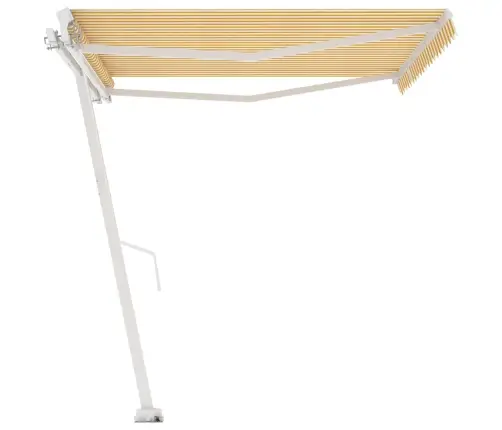 Izvelkama Markīze Ar Kātu, 450X350 Cm, Manuāla, Dzeltena/Balta Vidaxl