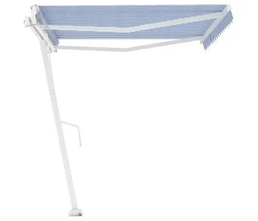 Markīze Ar Kātu, 450X350 Cm, Automātiska, Zila/Balta Vidaxl